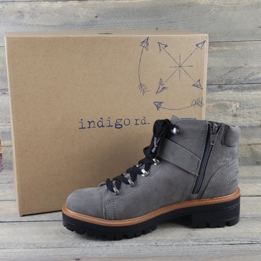 Indigo rd. IrBIS Ankle Boots Gray Lace up/zipper - Picture 6 of 7